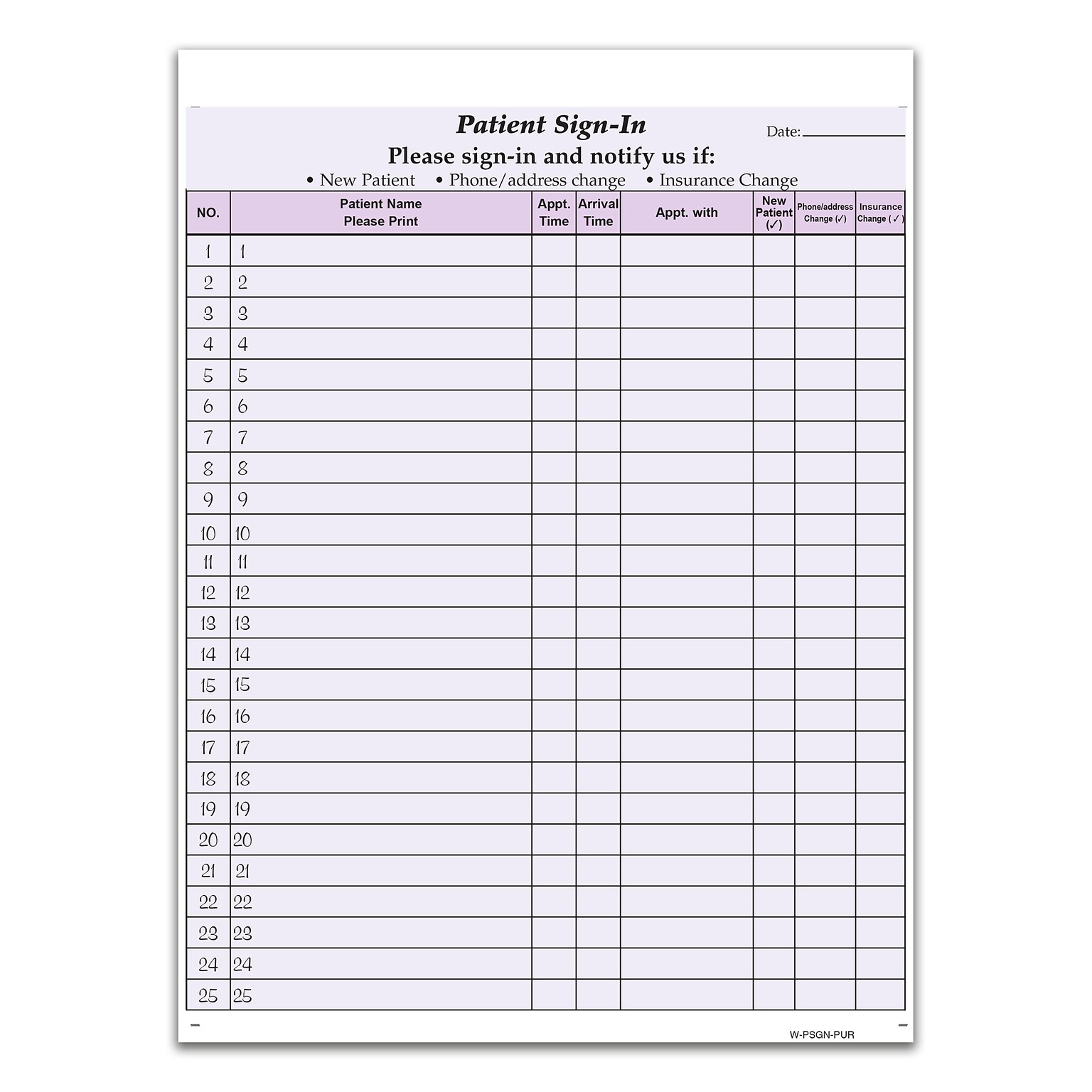 Cosco Patient Confidential Sign-In Forms, 3-Part, 125 Forms/Pack (074043)