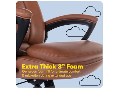 Serta Fairbanks Ergonomic Bonded Leather Executive Big & Tall Chair, 350 lb. Capacity, Brown (43675C)