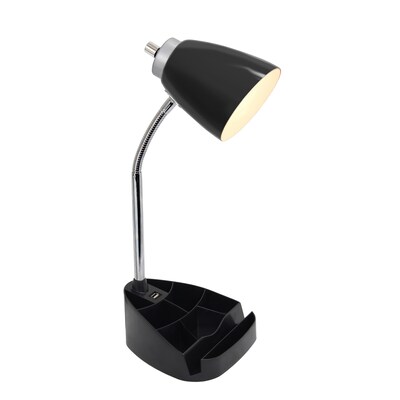 Creekwood Home Sleek Essentials 18.5 Flexible Coordinating Desk Lamp with Charging Outlet and Stora