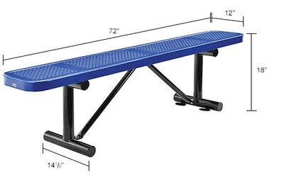 Global Industrial 6' Outdoor Steel Flat Bench, Perforated Metal, Blue (262075BL)