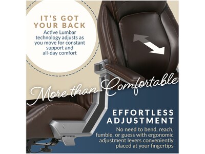 La-Z-Boy Meyer Ergonomic Bonded Leather Swivel Executive Chair, Brown (60082-BRN)