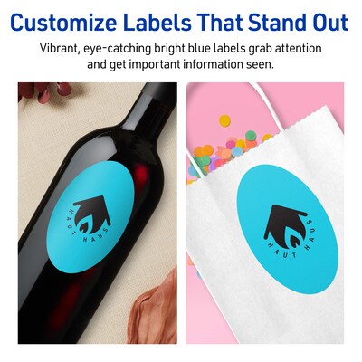 Avery Printable Oval Multipurpose Labels, 4" x 6", Bright Blue, 80/Pack (94057)