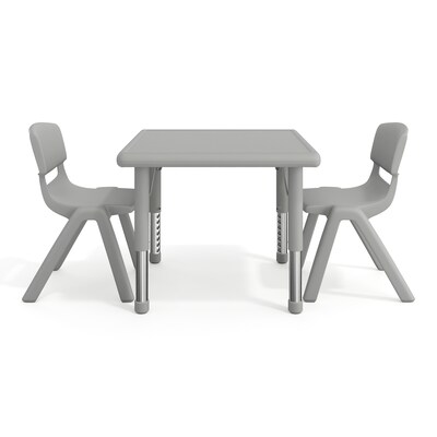 Flash Furniture Emmy Square Activity Table Set, 24" x 24", Height Adjustable, Soft Gray (YCX232SQRTBSGYR)