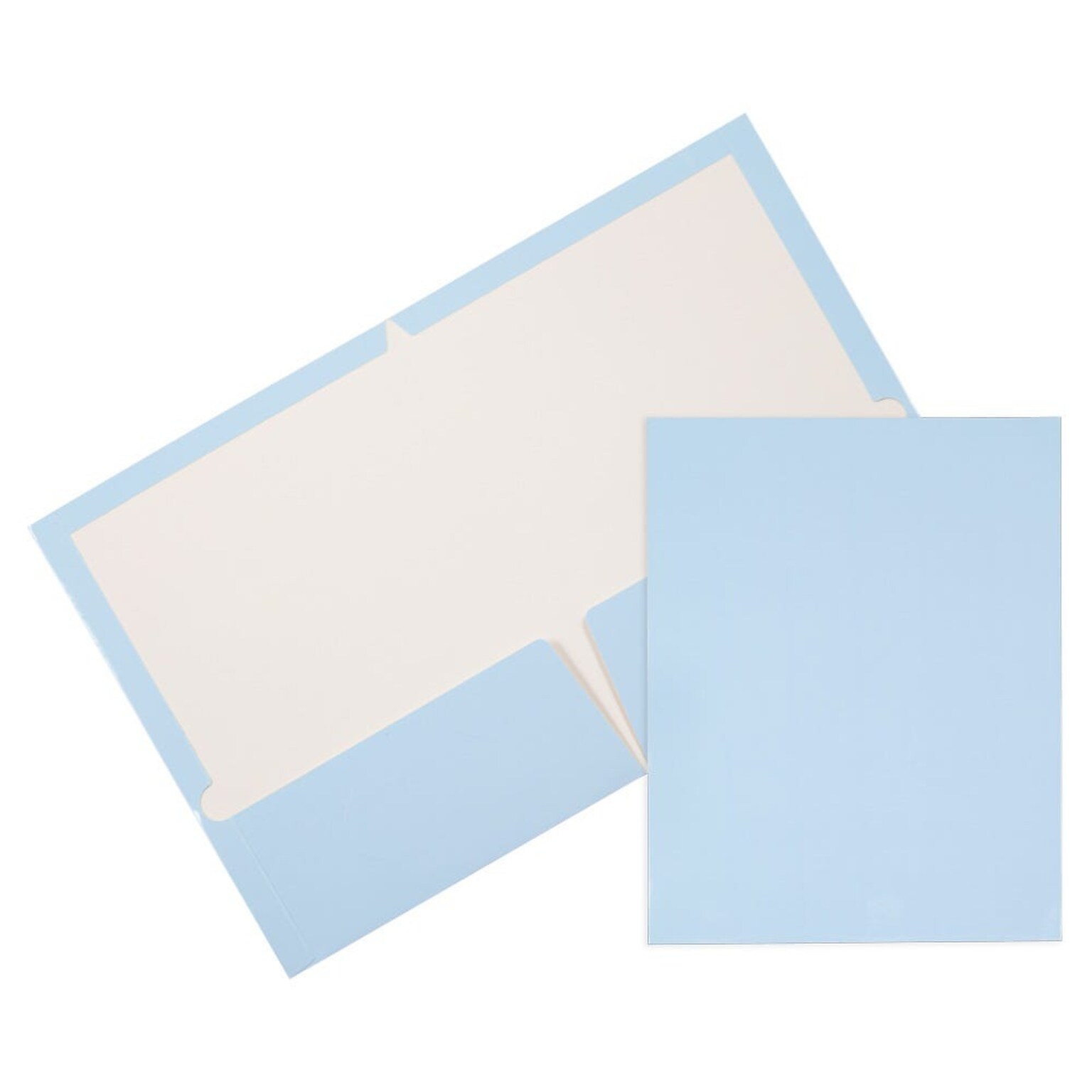 JAM Paper Glossy 2 Pocket Cardstock Presentation Folder, Blue, 25/Box (31225346A)