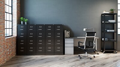 Hirsh Commercial 4-Drawer Vertical File Cabinet, Letter Size, Lockable, 52"H x 15"W x 22"D, Black (17787)