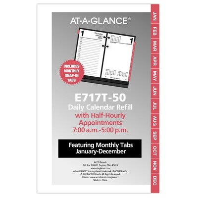 2026 AT-A-GLANCE 6 x 3.5 Daily Calendar Refill Pages, White/Black (E717T-50-26)