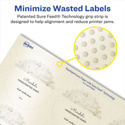 Avery Pearlized Ivory Burst Multipurpose Labels, 2.25", Ivory, 120/Pack (94608)