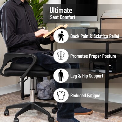 Mind Reader Memory Foam with Gel Core Office Chair Ergonomic Orthopedic Cushion, Black (GELCUSH-BLU)