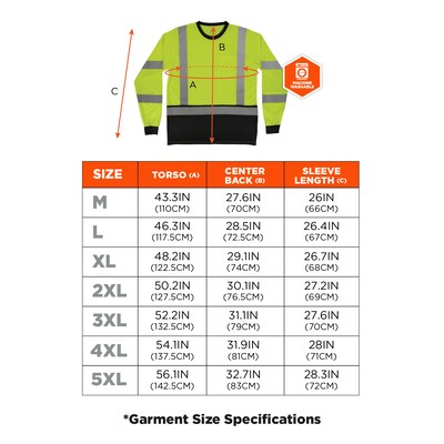 Ergodyne GloWear 8369BK High Visibility Long Sleeve Black Bottom T-Shirt, ANSI Type R Class 3, Lime, Large (22204)