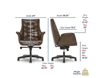 Thomasville Furniture Brooks Ergonomic Bonded Leather Swivel Executive Chair, Brown (51493-BRN)