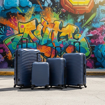 DUKAP Adly 4-Piece Hardside Spinner Luggage Set, TSA Checkpoint Friendly, Blue (DKADLSMLXL-BLU)