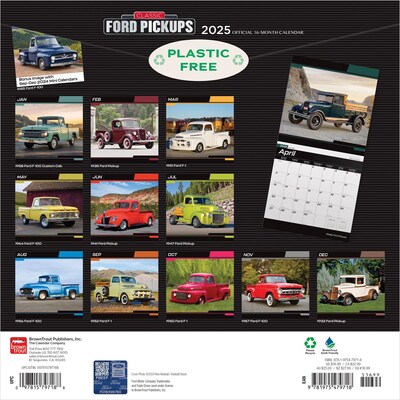 2025 BrownTrout Classic Ford Pickups 12 x 24 Monthly Square Wall Calendar, (9781975479718)