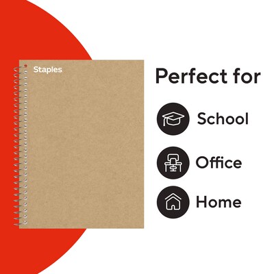 Sustainable Earth by STAPLES Wirebound 1-Subject Notebook, 9.5” x 6”, College Ruled, Brown