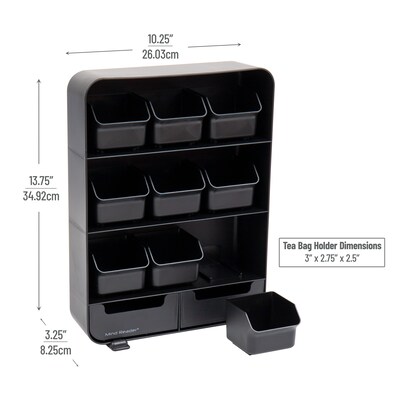 Mind Reader Plastic 11-Drawer Tea Bag Organizer, Black (TBORG-BLK)