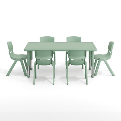 Flash Furniture Emmy Rectangular Activity Table Set, 48" x 24", Height Adjustable, Sage (YCX13RECTTBSGEE)