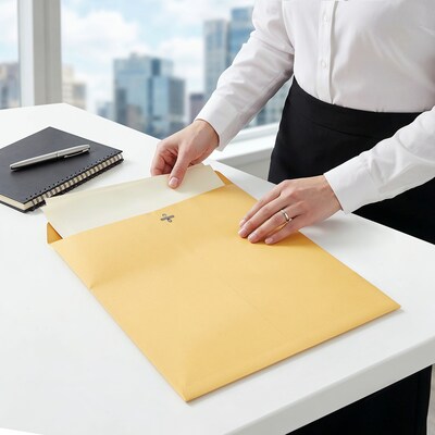 Staples 11.5 x 14.5 Kraft Clasp Catalog Envelopes, Brown, Heavyweight Metal Clasp & Gummed Seal, 100/Box