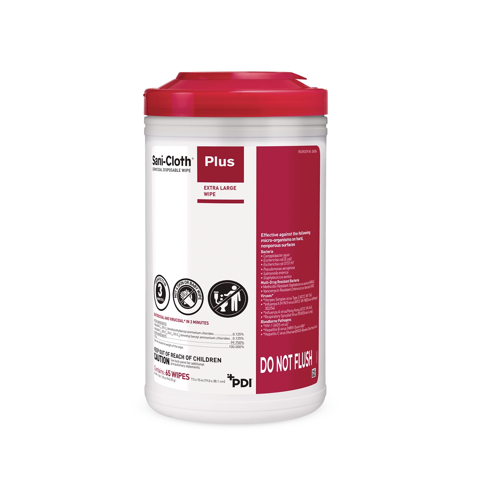 PDI Sani-Cloth Plus Disinfecting Wipes, 65 Wipes/Container (Q85084)