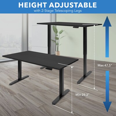 Mount-It! 55"W Electric Rectangular Adjustable Standing Desk, Black (MI-18087)