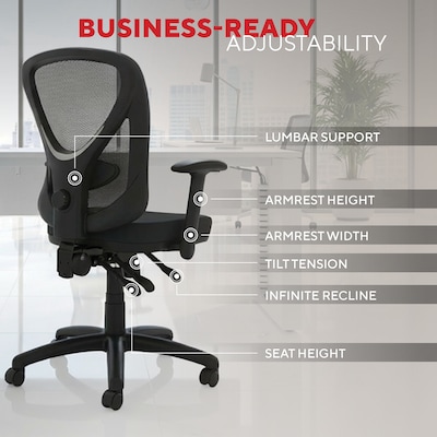 Quill Brand® Carder Mesh Back Fabric Computer and Desk Chair, Black (24115-CC)