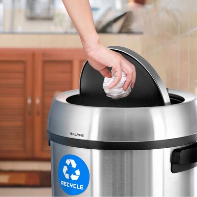 Alpine Industries Commercial Single-Stream Recycling Station, 17 Gallon, Stainless Steel (ALP470-65L-1-R)