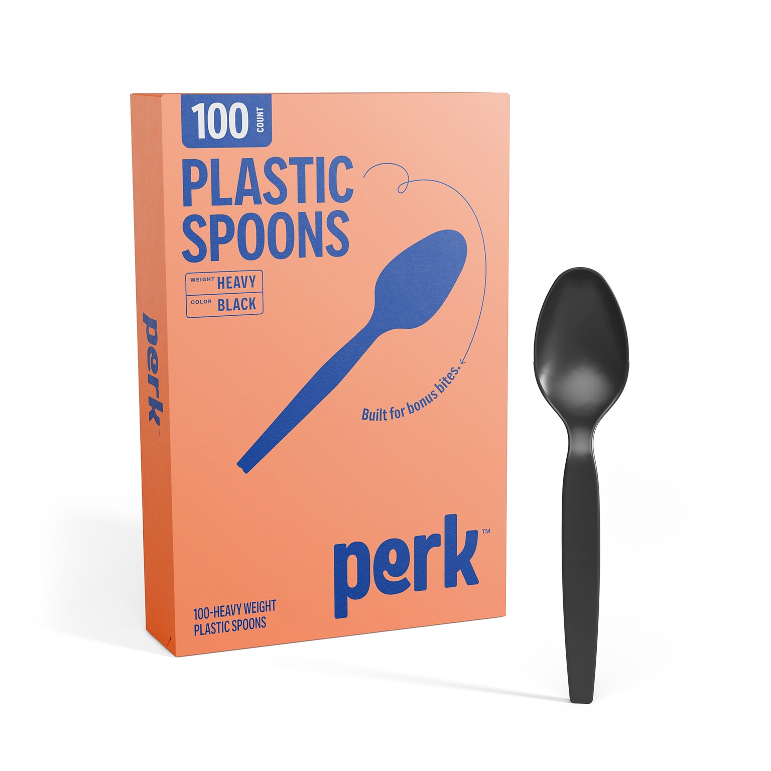 Perk™ Polystyrene Spoon, Heavy-Weight, Black, 100/Pack (PK56395)