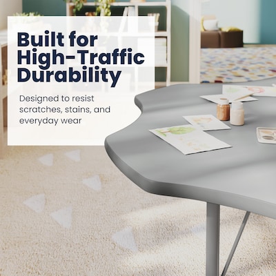 Flash Furniture Wren 60" Flower Activity Table, Height Adjustable, Gray Top/Silver Frame (XUA60FLRGTPC)