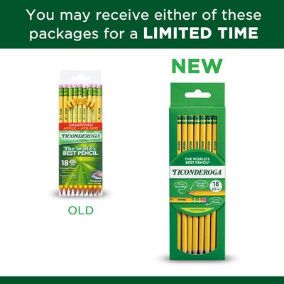 Ticonderoga The World's Best Pencil Pre-Sharpened Wooden Pencil, 2.2mm, #2 Soft Lead, 18/Pack (X13818X)