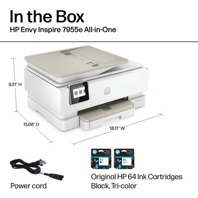 HP Envy Inspire ENVY 7955e Wireless Color Inkjet Printer, All-In-One, Print, Scan, Copy (1W2Y8A#B1H)