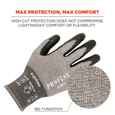 Ergodyne ProFlex 7072 Nitrile Coated Cut-Resistant Gloves, ANSI A7, Gray, Small, 1 Pair (10312)