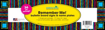 Barker Creek Neon Stripes Desk Tag, 12 L x 3 1/2 W, 36/Pack