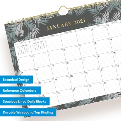 2027 Blue Sky 8.75 x 11 Monthly Wall Calendar, Green/White (164011)