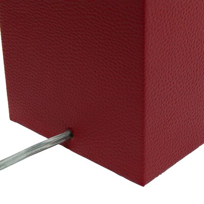 Lalia Home Lexington 21" 2-Pack Leather Base Modern Bedside Table Lamp Set, White Fabric Shade, Red (LHT-3008-RE-2PK)