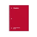 Staples 1-Subject Notebooks, 8 x 10.5, Wide Ruled, 70 Sheets, Assorted Colors, 6/Pack (TR11667)