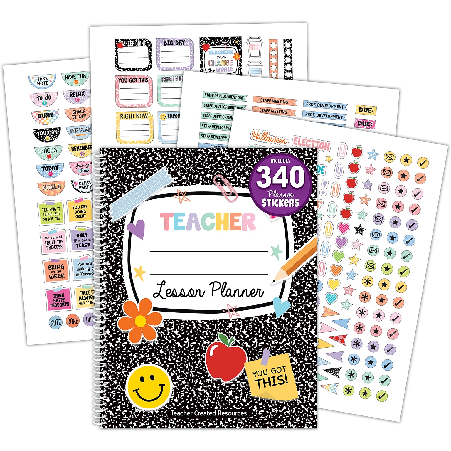 Teacher Created Resources Undated Cool for School Teacher Plan Book, 8-1/2 x 11, 112 Pages (TCR9329)