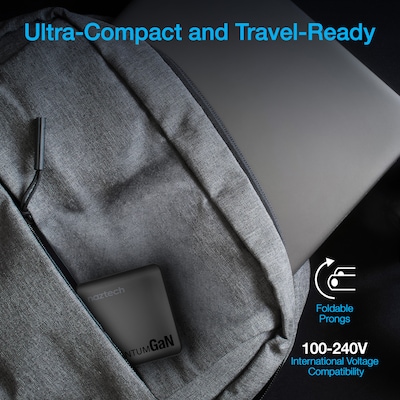 Naztech Nexus T100 GaN PD 3-Port USB-C & USB-A Charger, 102W, Black (16118)