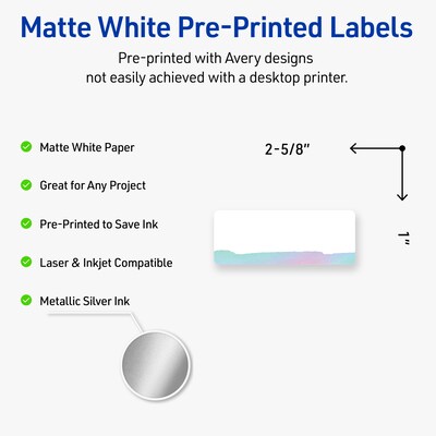 Avery Laser/Inkjet Rectangle Multipurpose Labels, 1 x 2-5/8, White, 160/Pack (S00-F3P)