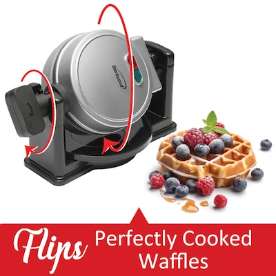Brentwood 5" Flip Belgian Waffle Maker, Silver/Black (BTWTS231S)