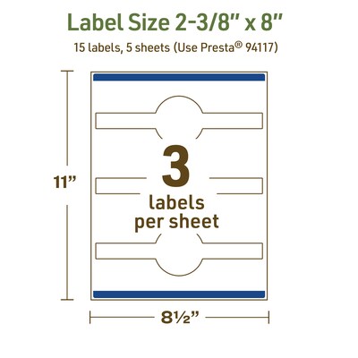 Avery Dissolvable Decorative Edge Multipurpose Labels, 2-3/8" x 8", Off-white, 15/Pack (94117)