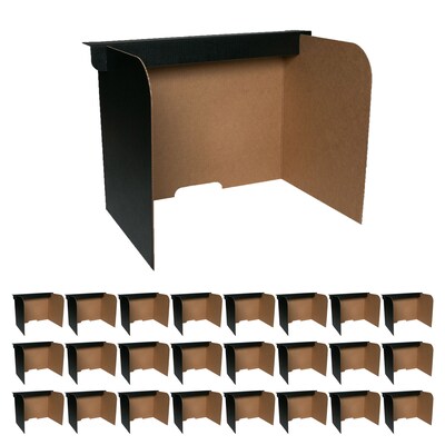 Flipside Foldable Cardboard Freestanding Desktop Privacy Screen w/Pass-through Window, 18H x 54W, Black, 24/Pack (61855)