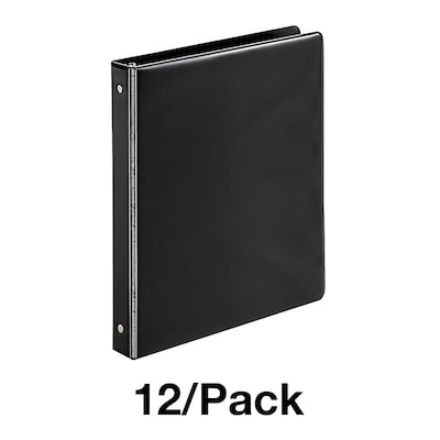 Quill Brand® Standard 1 3 Ring Non View Binder, Black, 12/Pack