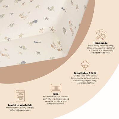Cane Baby Cove Fitted Crib Sheet, Sea Life (BC-160CFS-1)
