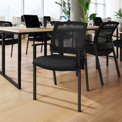 Flash Furniture Hercules Mesh Reception Side Stacking Chair, Black (HL0010WBK)