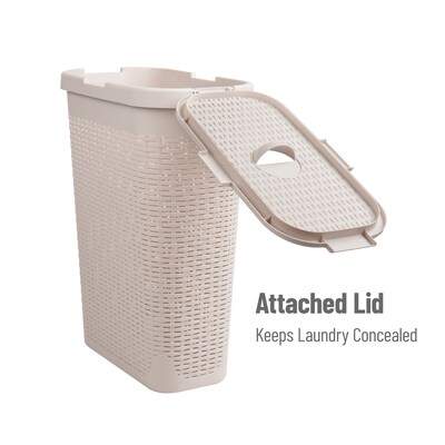 Mind Reader Plastic Laundry Hamper with Lid, Ivory (40HAMP-IVO)