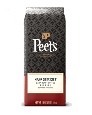 Peets Coffee Major Dickasons Blend Beans Coffee, Dark Roast, 16 oz. (PCEMAJWB)