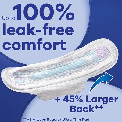 Always Ultra Thin Overnight Cotton Maxi Pads with Wings, Size 4, 16/Pack, 6 Packs/Case (12851)
