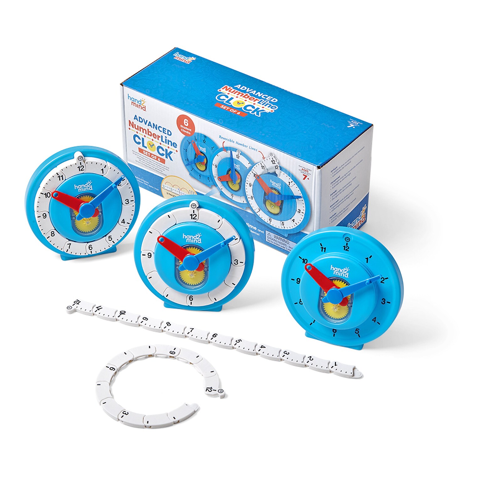 Hand2Mind NumberLine Clock: Deluxe Set of 6 (HTM93410)
