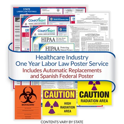 ComplyRight Federal (Bilingual), State and Healthcare (English) Labor Law 1-Year Poster Service, Mas