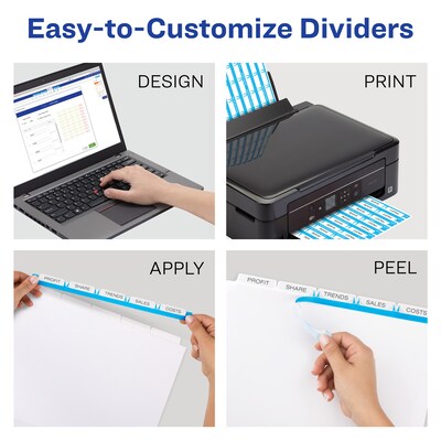 Avery Index Maker Extra-Wide Paper Dividers with Print & Apply Label Sheets, 5 Tabs, White (11438)