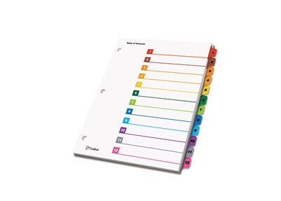 Cardinal OneStep Printable Paper Table of Contents and Dividers, 12-Tab, Multicolor (61218)