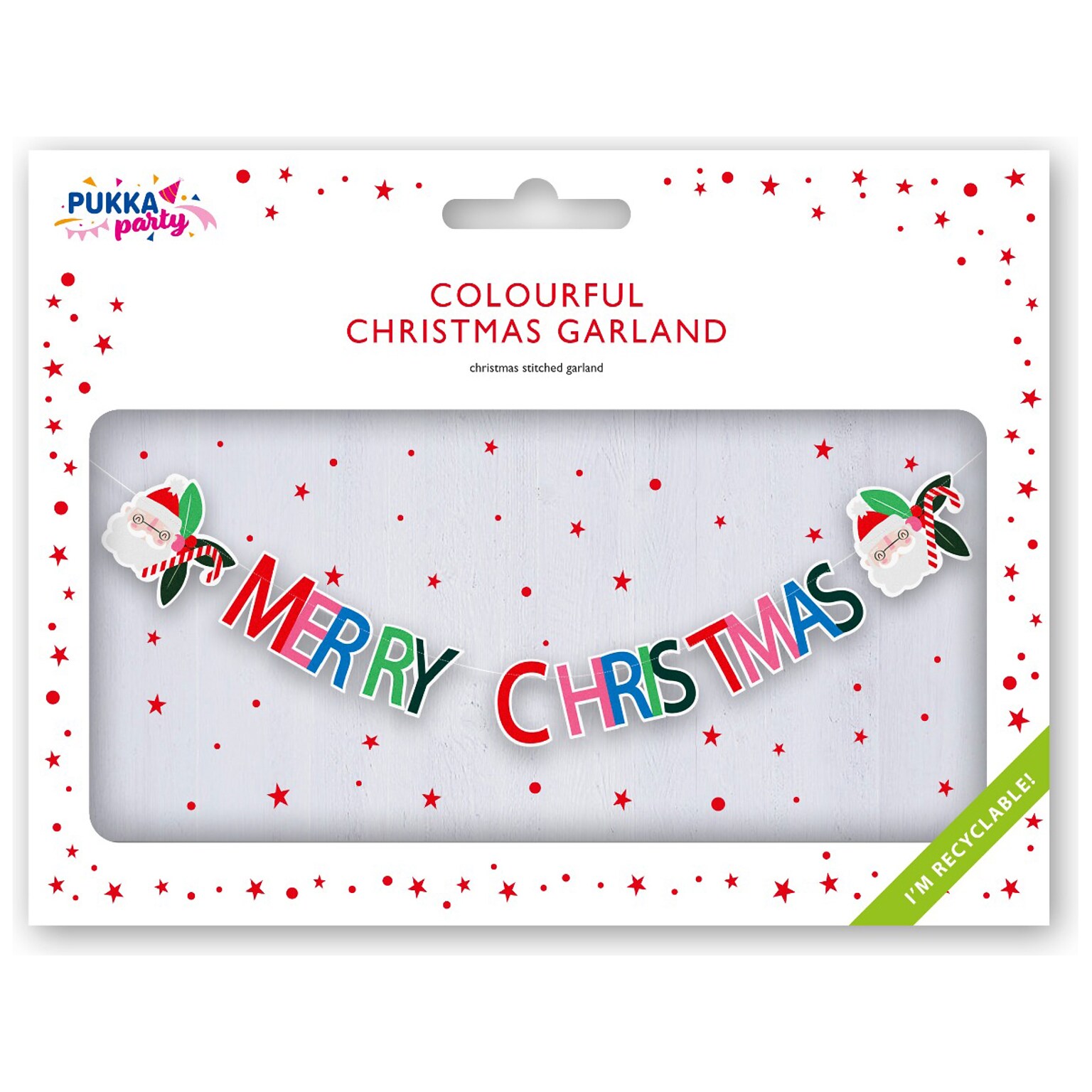 Pukka Party Merry Christmas Stitched Garland, Multicolor (PTY532)